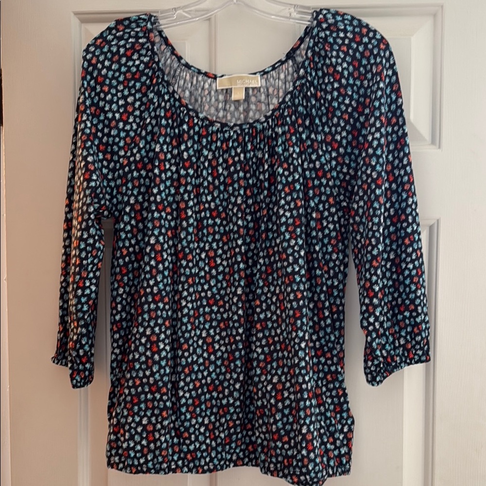 MICHAEL Michael Kors Blue Relaxed 3/4 Sleeve Blouse
